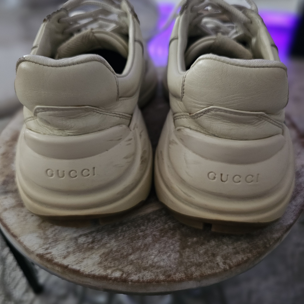 Leather Cream Sneakers with Multicolor Logo - Picture 7 of 10